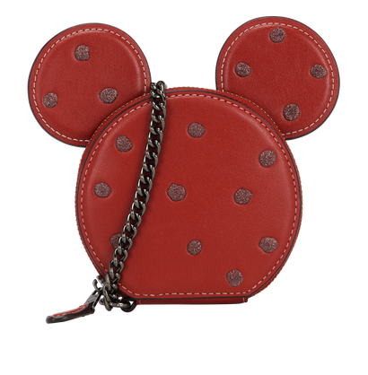 Coach X Disney Mickey Coin Purse, &pound;70, Accessories, Red, Leather, Front view